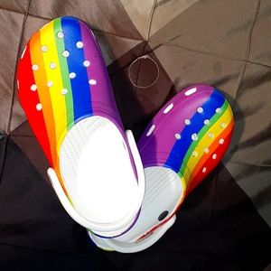 Rainbow pride crocs